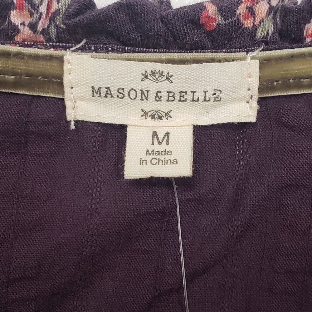 Mason & Belle Floral LS Blouse Women's Size Medium Plum Cottagecore Grandmacore - Picture 2 of 14